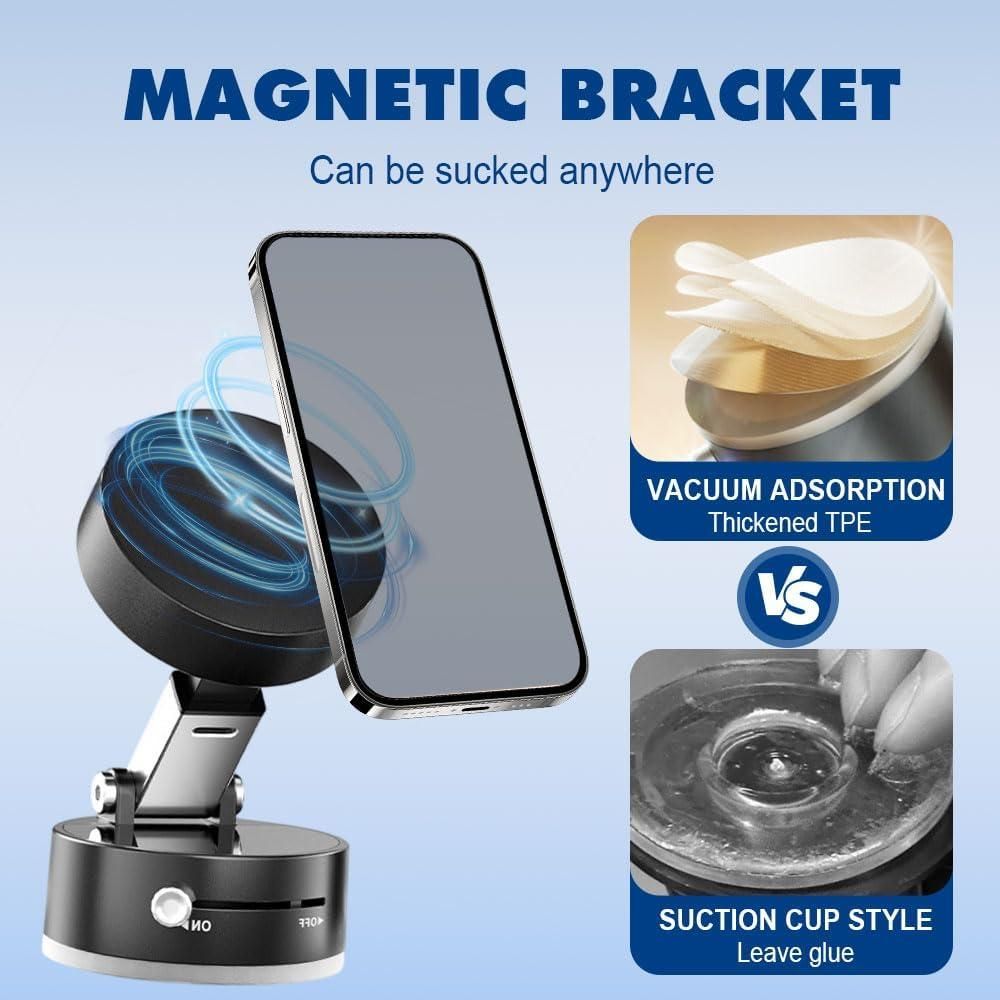 Vacuum Magnetic Suction Phone Holder (All iPhones, Android & GPS Devices and Cases Compatible)