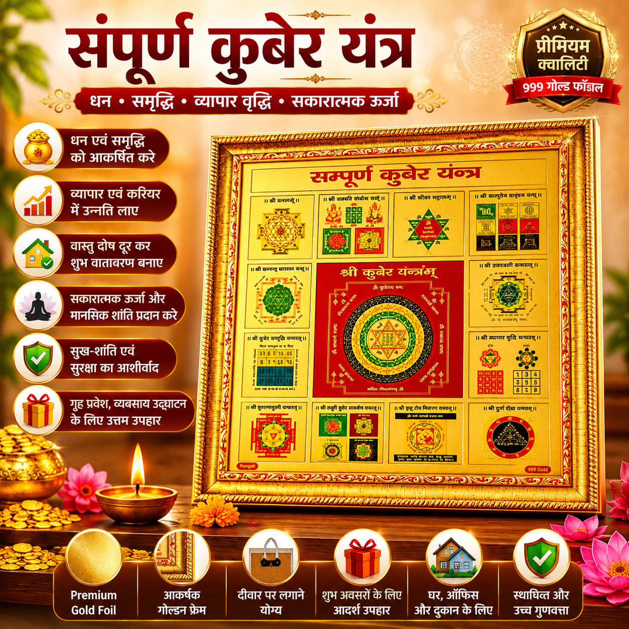 Sampurna Kuber Yantra with Frame for Home and Office