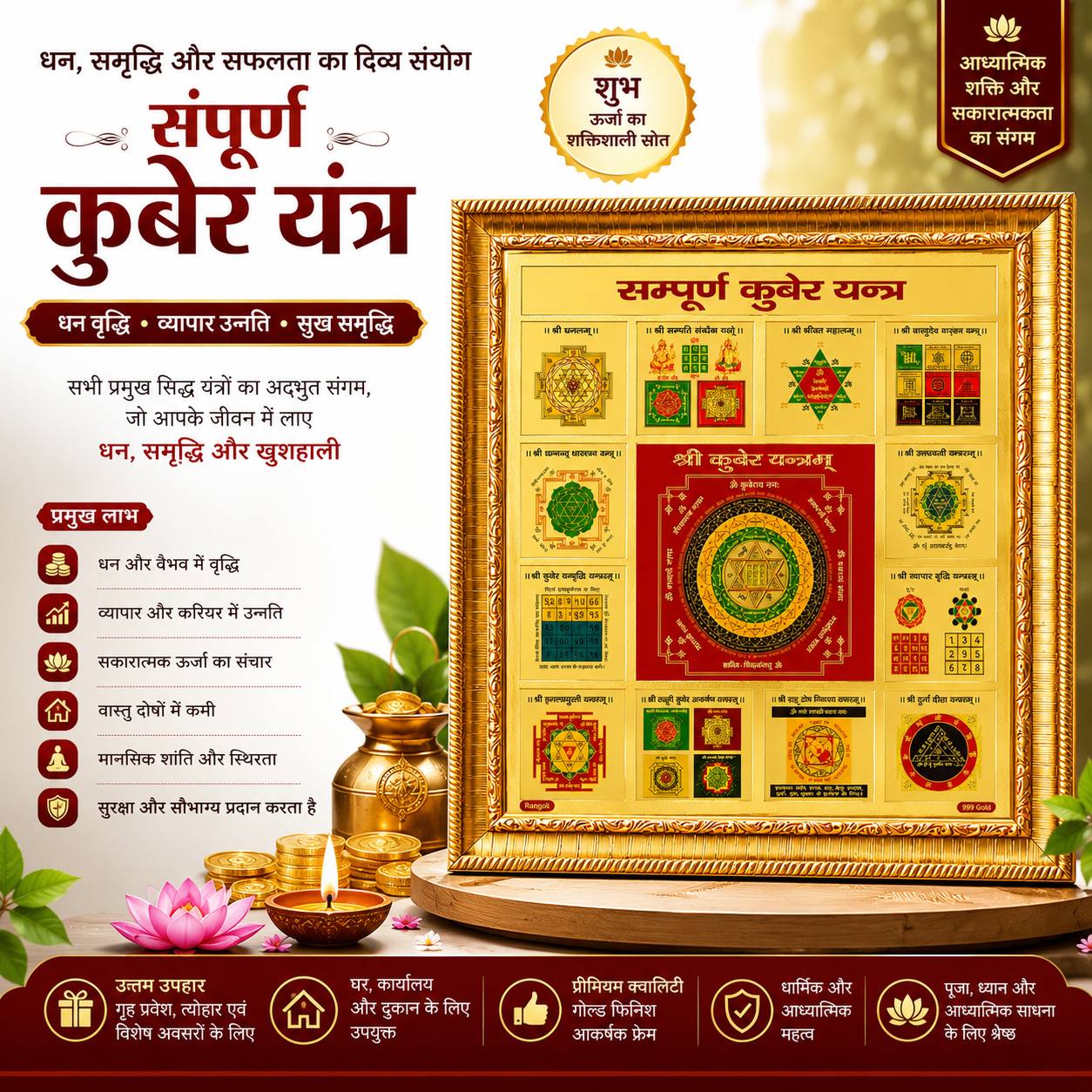 Sampurna Kuber Yantra with Frame for Home and Office